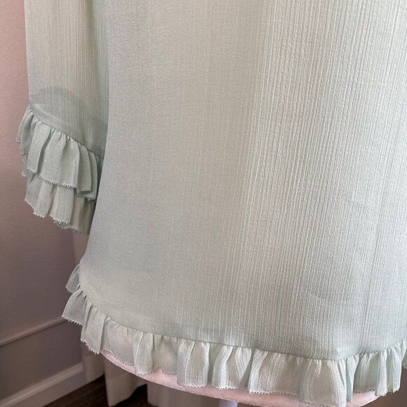 Ann Taylor Womens Green Pullover Blouse Ruffles SZ XS NWOT - Picture 10 of 13